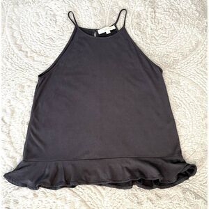 Loft Blue Spaghetti Halter Top with Ruffle Accents Women's Size M